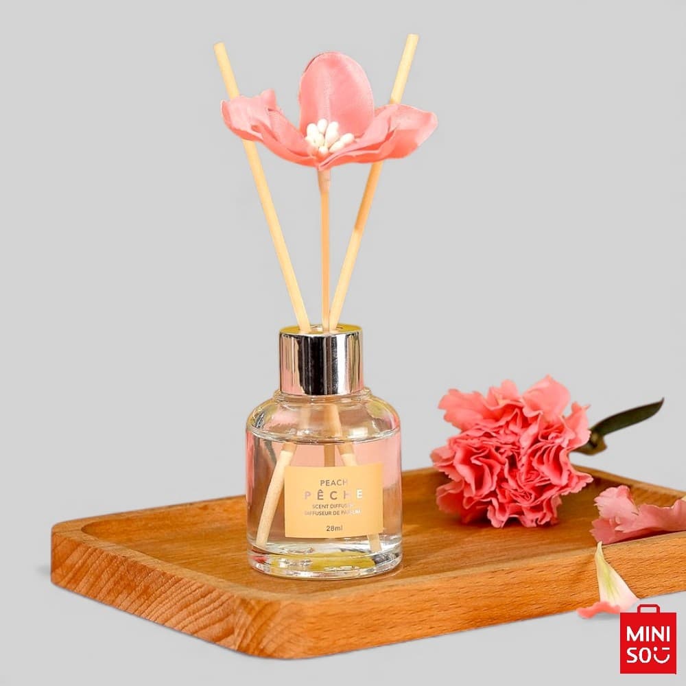 Difusor Aromatizador de Ambiente Miniso 28ml Pêssego – Perfuma Casa, Banheiro e Escritório