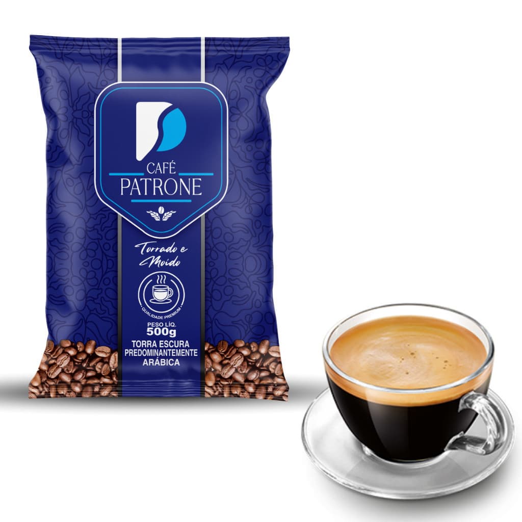 Café Patrone Torrados e Moídos 100% Arábica Artesanal Puro em Pó 500g Alta Qualidade Torra Escura