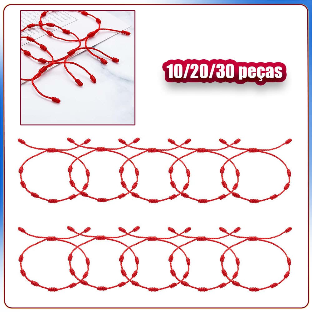 10/20/30x Pulseira com cordão vermelho, pulseira protetora com cordão vermelho, amuleto ajustável, presente da sorte