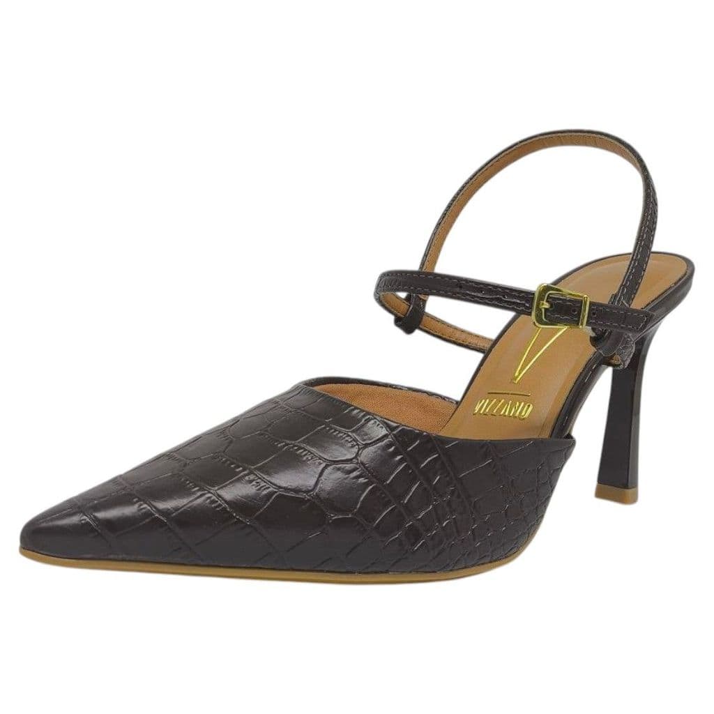 Sapato Slingback Feminino Croco Salto Médio Social Vizzano