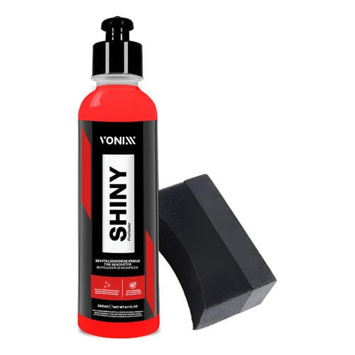 Kit Pneu Borracha Shiny Vonixx 240ml Aplicador - Pneu Pretinho - Selante Pneu Brilho Brilhante