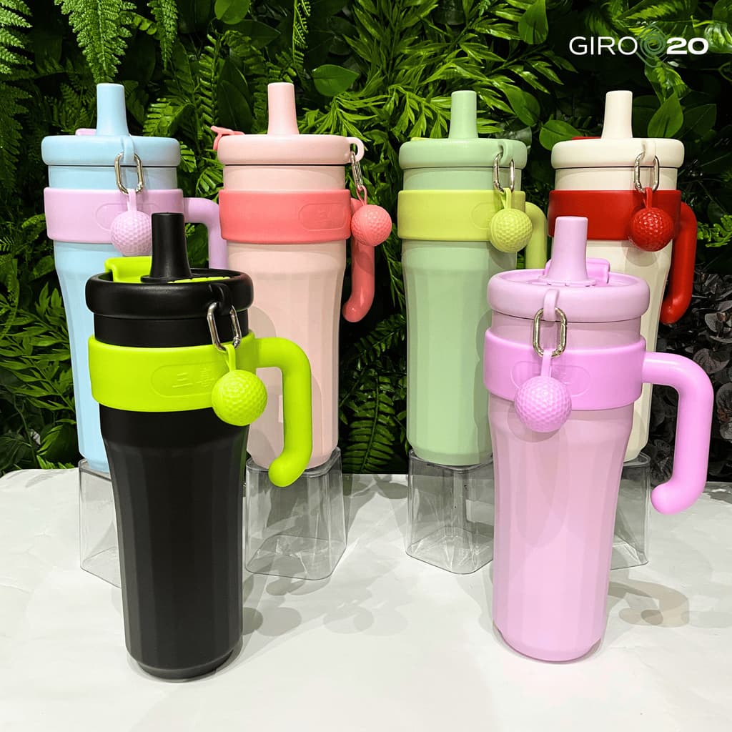 Copo Térmico 1200ml Colorido Tampa Vedada com Alça e Pingente