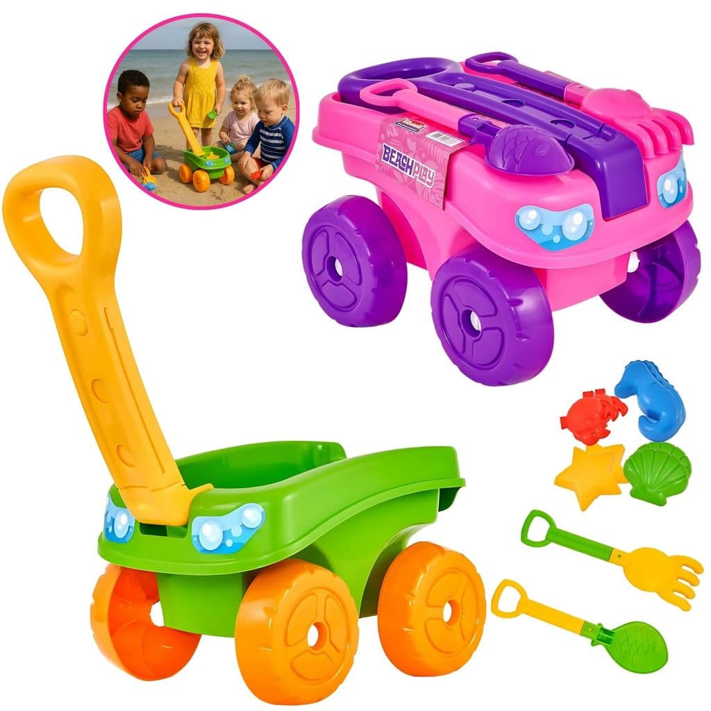 Carrinho De Praia Beach Play Com Pá E Rastelo Infantil - Usual Brinquedos