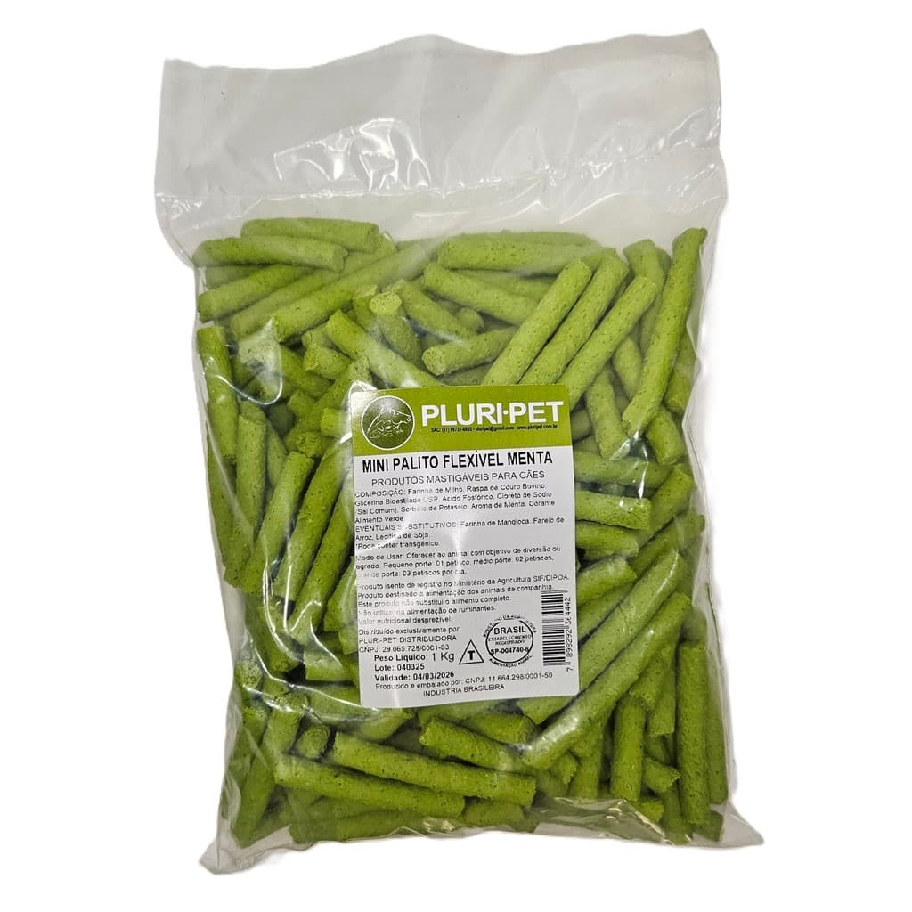 Mini Palito Flexível - PLURI-PET - Sabor Menta - 1 Kg