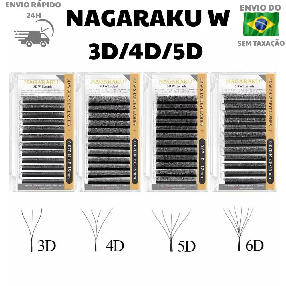Cílios Nagaraku W 3D 4D 5D Volume Egípcio Fio W Alongamento Extensão Cilios Cola Adesivo Retenção