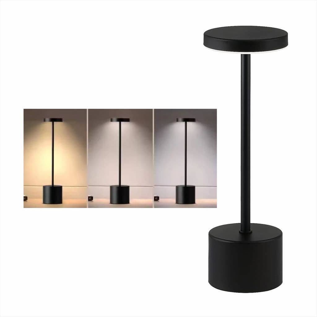 Abajur Luminária De Mesa Touch Recarregável 3 Tons De Luz