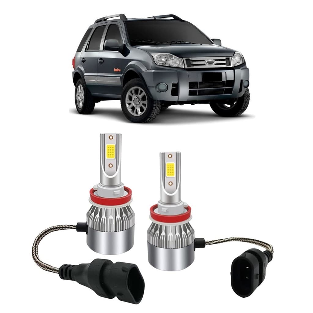 Par Lampada Super LED Farol de Milha Ecosport 2003 a 2012 6000k