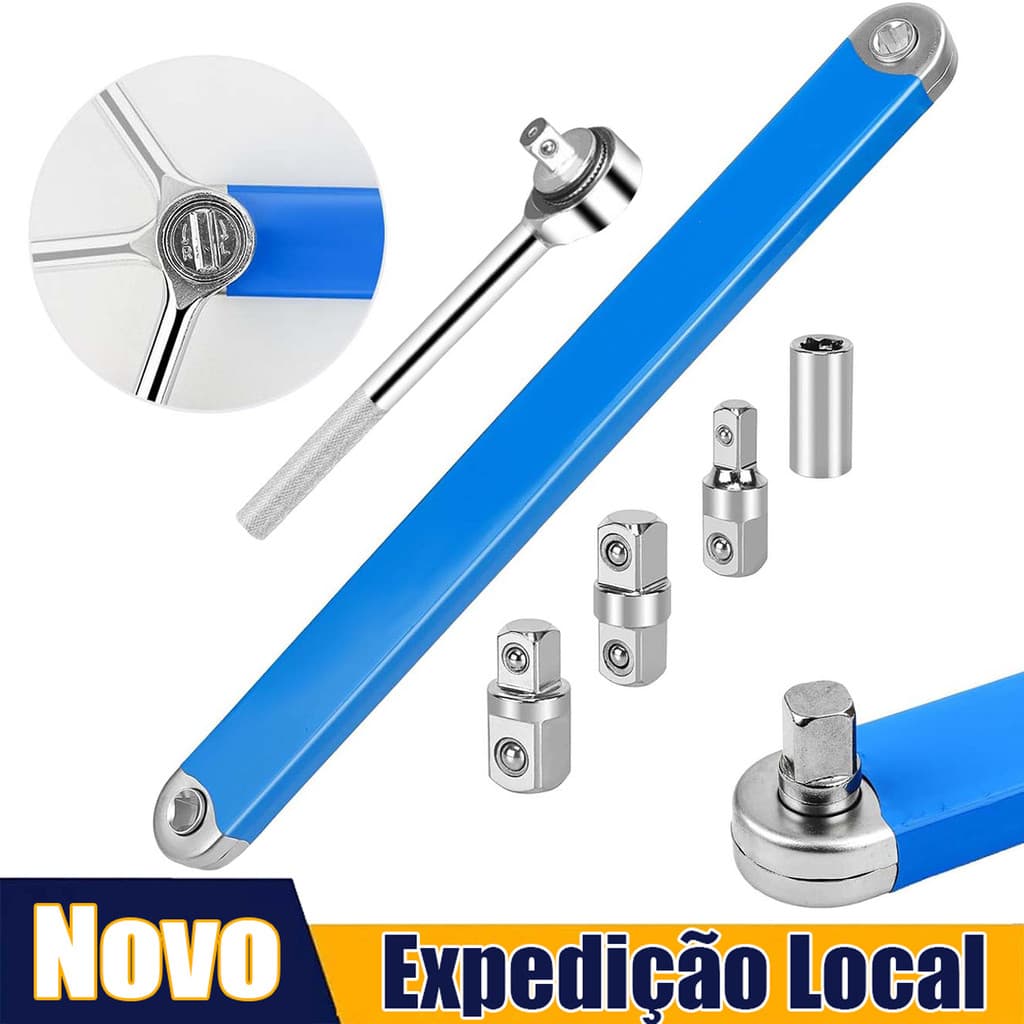 Chave de Extensão Deslocada 3/8, Extensor de Chave de Catraca de Aço de Alto Carbono Deslocado Com 4 Adaptadores