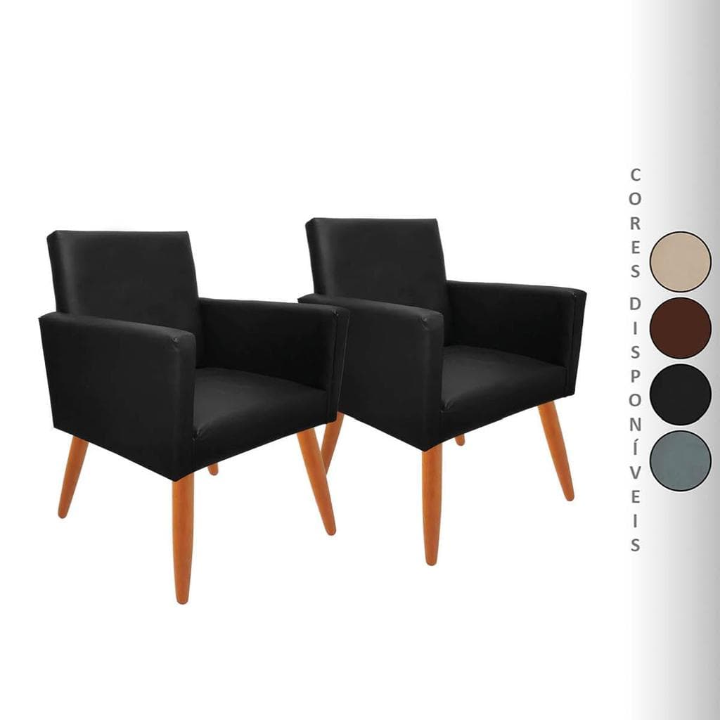 Kit 2 Poltronas para Sala Decorativa Nina Pés Palito Corino