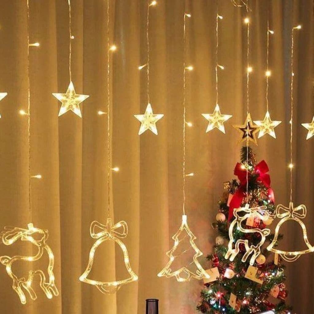 Cascata Luzes De Natal Led-estrelas, Sino, Rena 3,5mts 110v