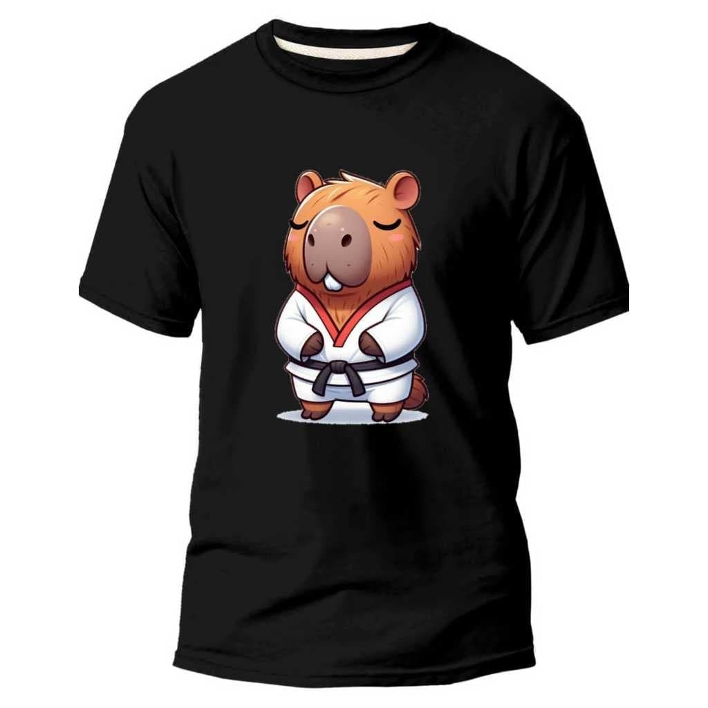 Linda Camiseta Estampada Basica  Capivara Judô Karate Lutas  Unissex  Dia a Dia 100% Algodão - Envio Rapido Premium