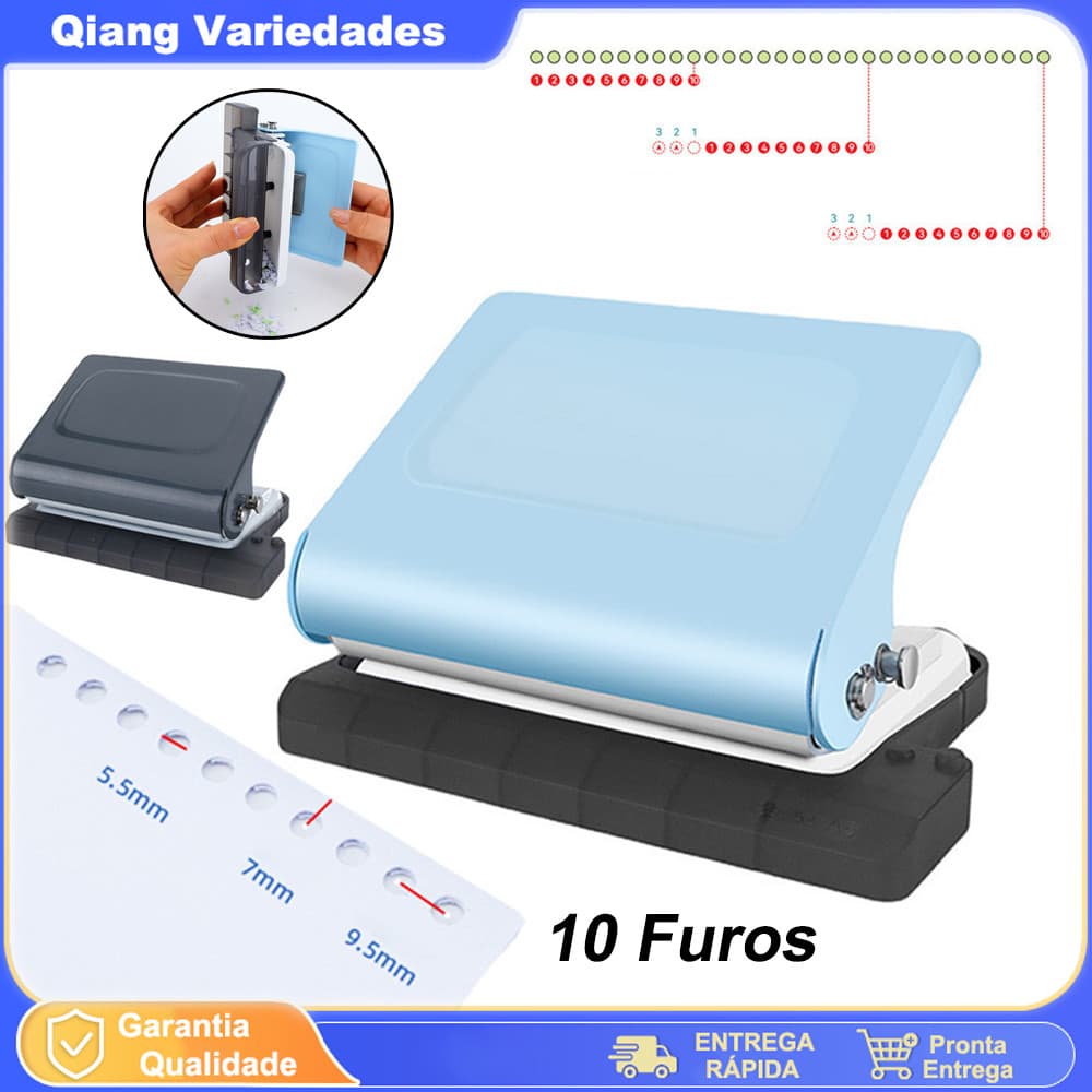 Furador Manual De 10 Furos Furador Universal Portátil Para Documentos De Papel