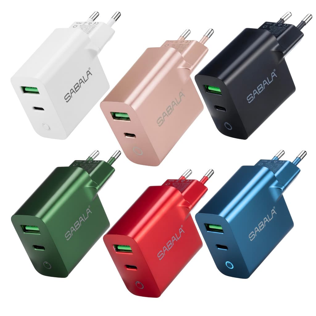 Sabala Carregador Turbo 20w Fonte 2 Portas 3.0 Bivolt USB e Tipo C RLC-CSM