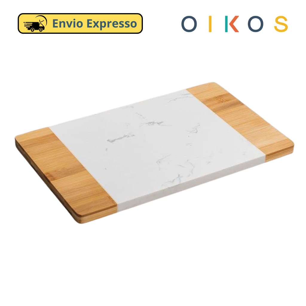 Tábua De Frios Retangular Bambu E Mármore - Oikos