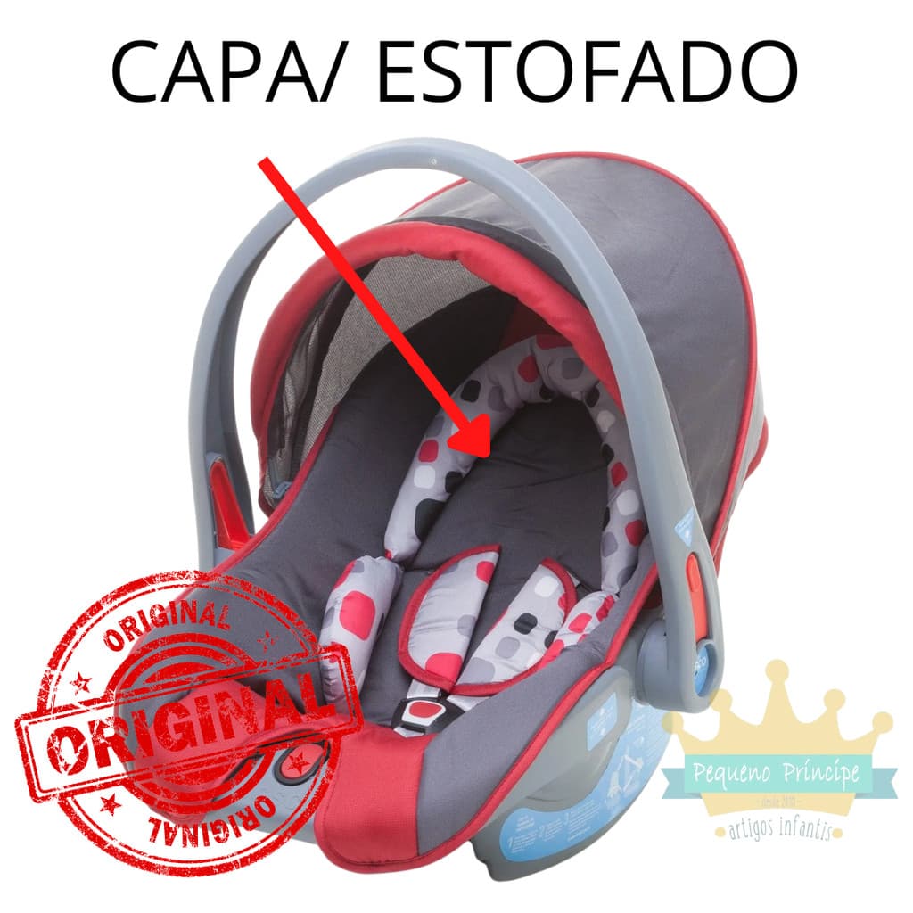 Capa Estofada Completa p/ Bebê Conforto Cosco Reverse Vermelho Bolhas