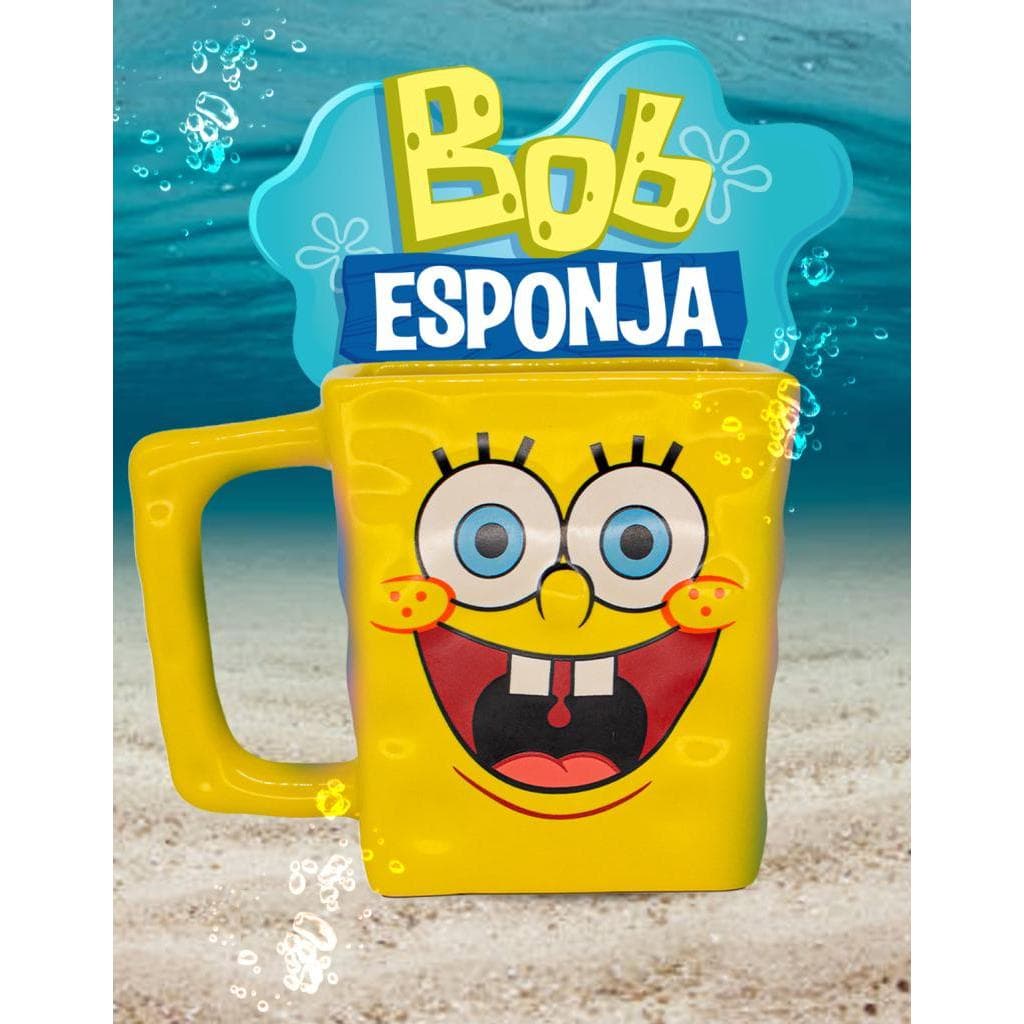 Caneca 3D Bob Esponja 450ml Cerâmica Zona Criativa Ornamento Presente Colecionável Engraçado