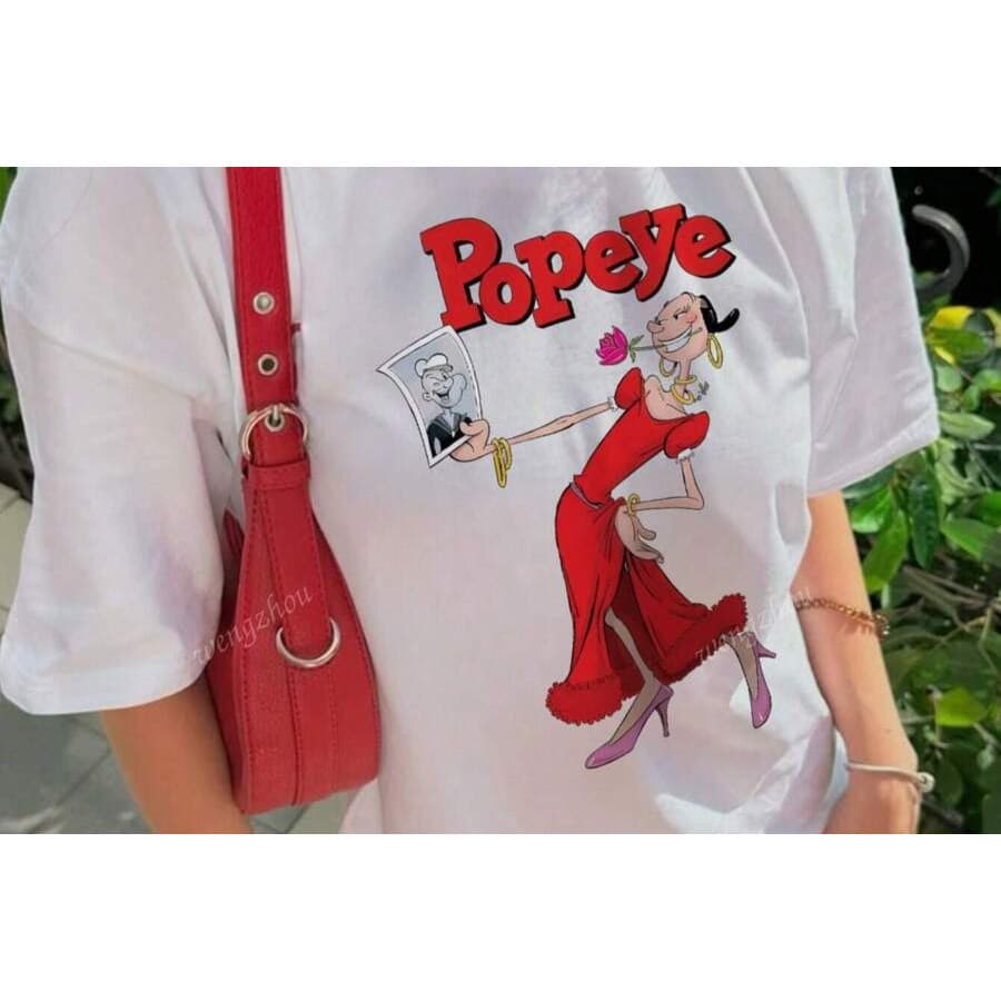 Camiseta Casual Feminina 100% Algodão Olívia E Popeye Lançamento 2025 Envio Imediato