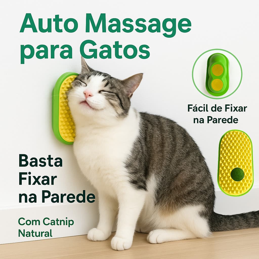 Brinquedo de Massagem para Gatos em Forma de Ervilha – Escova de Autolimpeza e Arranhador Divertido