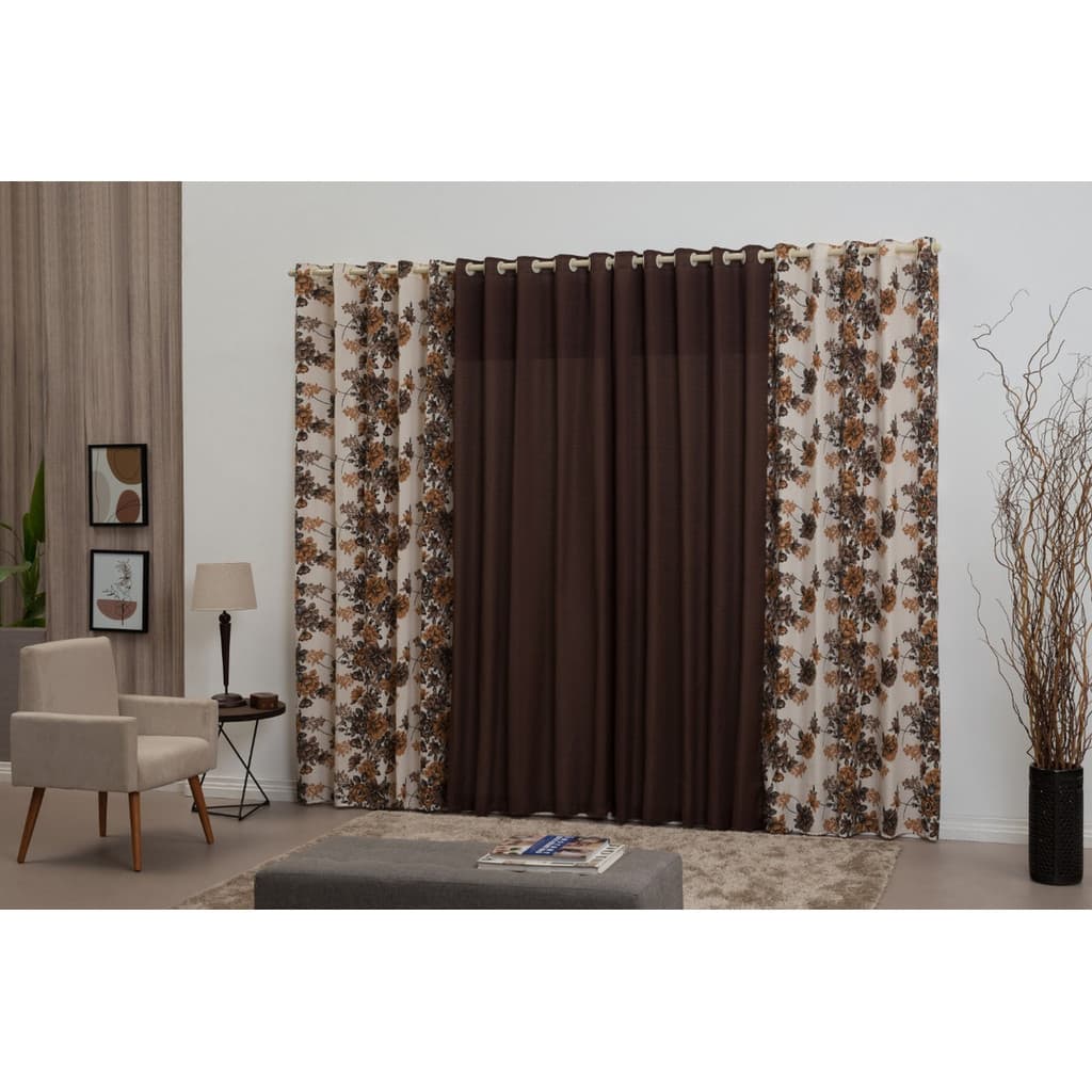 Cortina Floratta Para Sala Quarto Etc 2 Metros Varias Cores