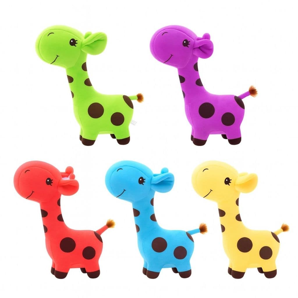 Brinquedo de Cachorro Gato Pet Pelúcia Girafa Colorida Pequena Mordedor Macio Detalhes Bordados