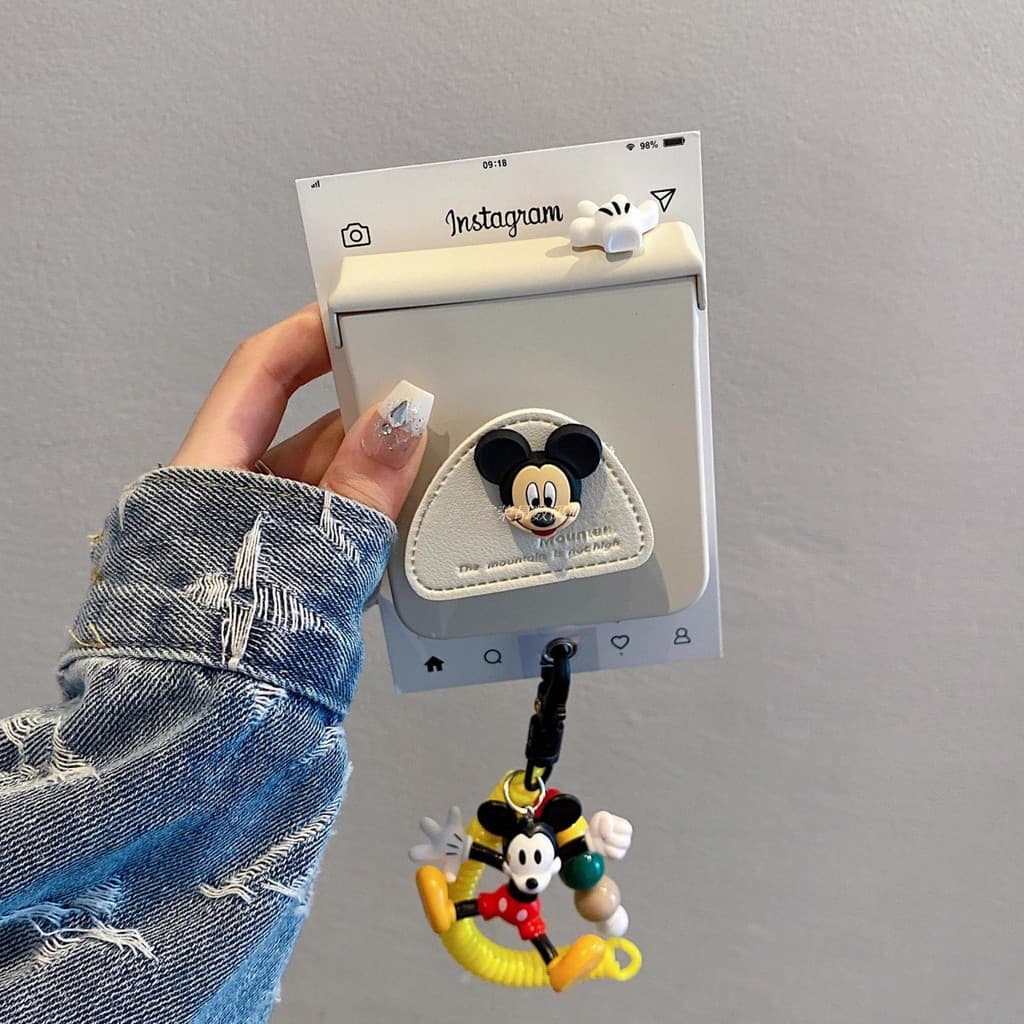 Samsung Galaxy Z Flip7 Bonito Desenho Animado Mickey Suporte Para mixflip2 Capa De Telefone Com Tela Dobrável Branco Lei