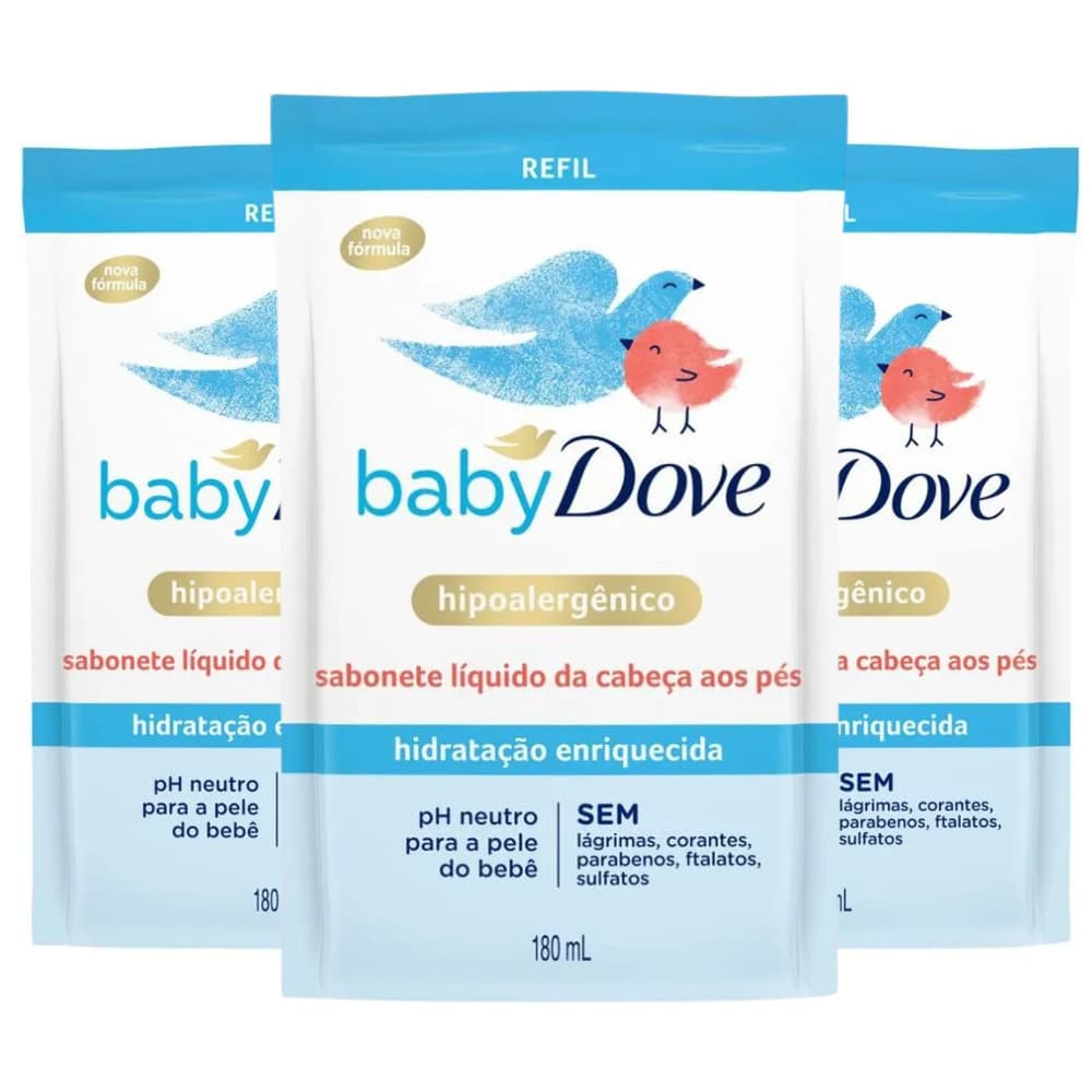 Sabonete Líquido Baby Dove Refil 180ml | Hipoalergênico