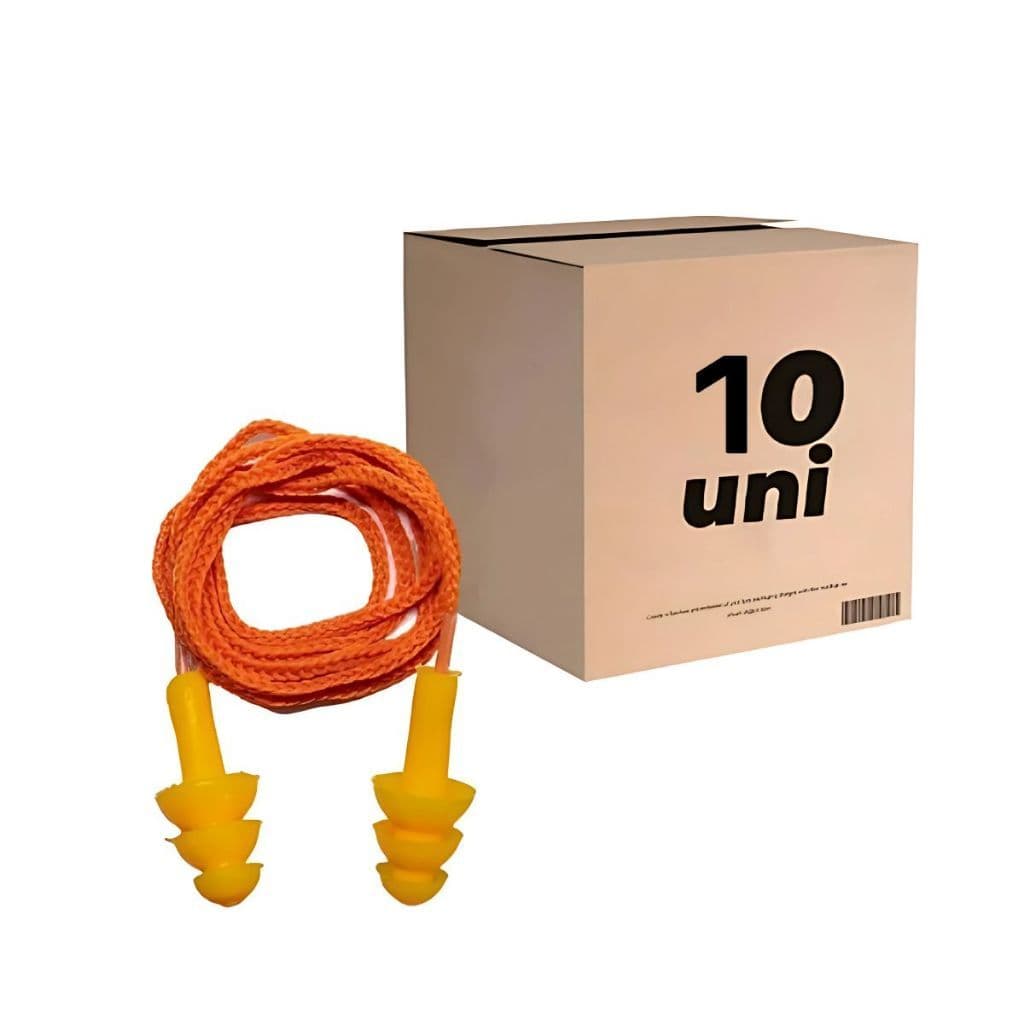 Kit 10 Protetor Auricular Ouvido Plug Silicone com Cordão 17DB Spot Plug CA 49710 Camper