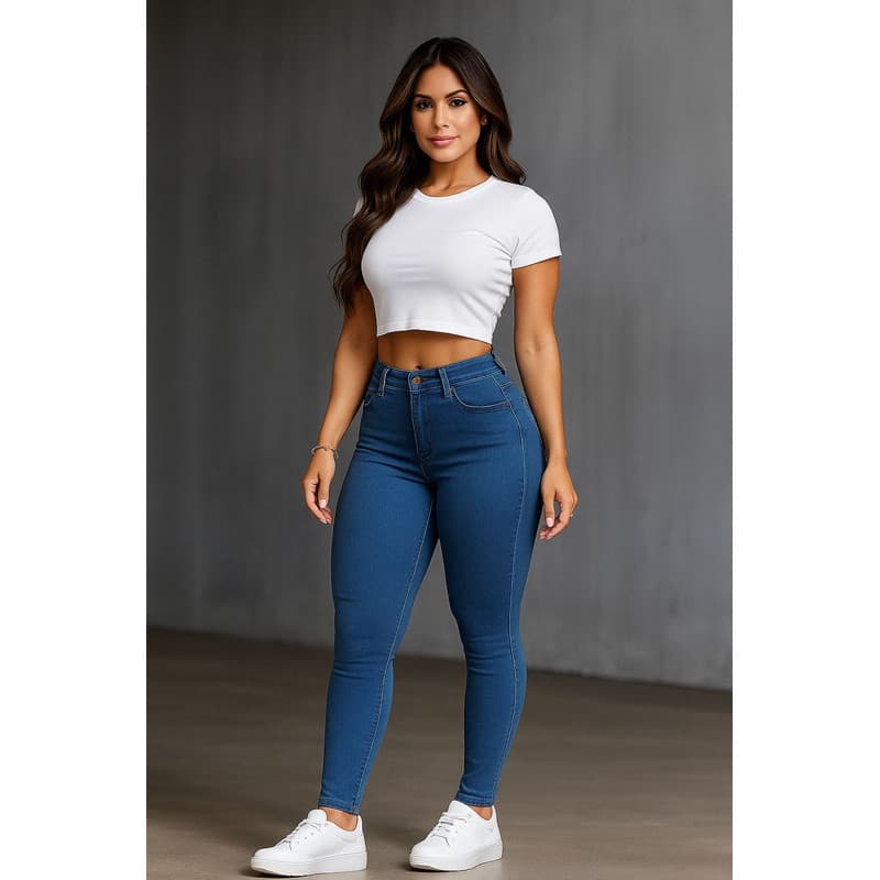 Calca Jeans skinny feminina escura modeladora