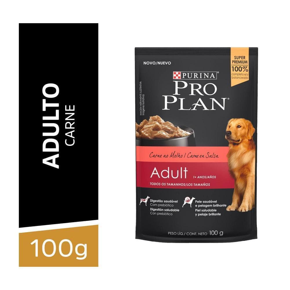 Ração Úmida para Cães Adultos Sachê sabor Carne 100g Pro Plan