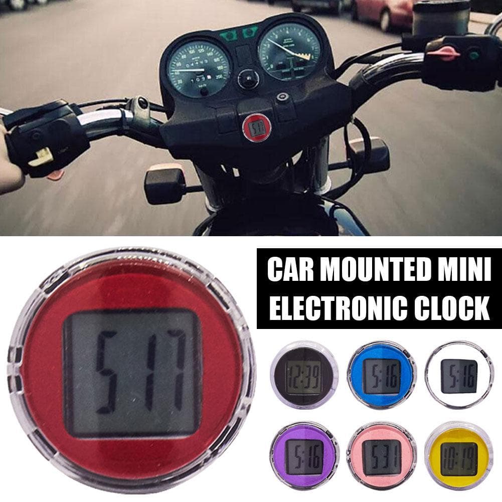 Mini Relógio Digital Pegajoso À Prova D'água Para Carro , Motocicleta , Bicicleta , Material De Decoração F5k7