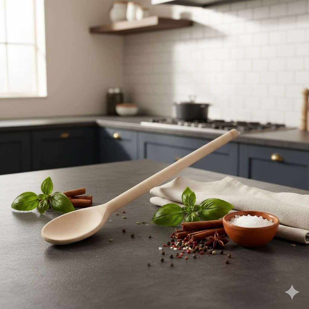 Colher de Madeira Cabo Longo Multiuso Cozinhar com Conforto moderna