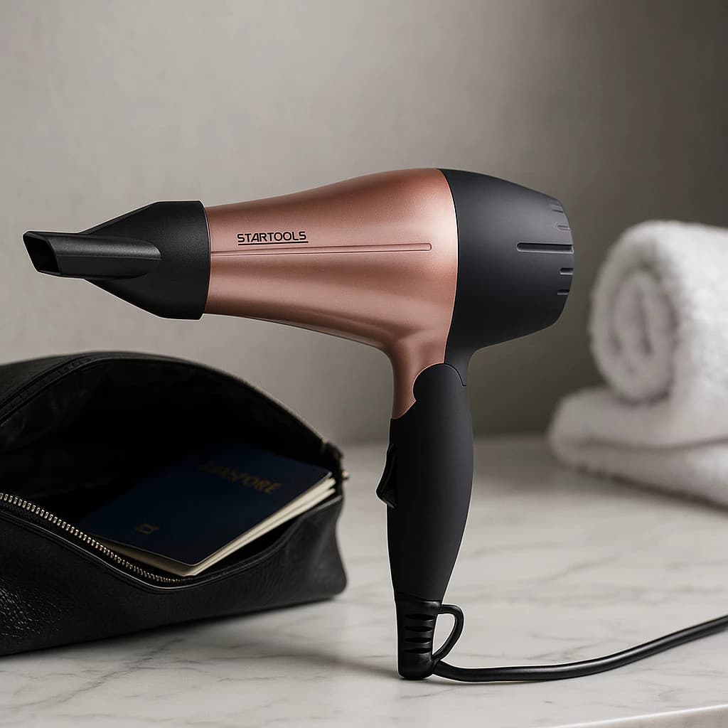 Secador Cabelo Dobrável 1200W Bivolt Alça Bocal Dois Níveis Temperatura