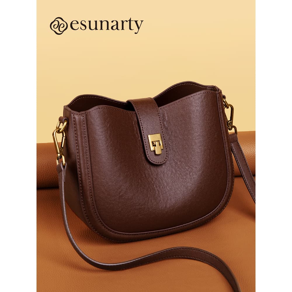 Bolsa de couro genuíno feminino 2025 novo estilo primeira camada de couro de um ombro sela saco High-End textura mãe sac