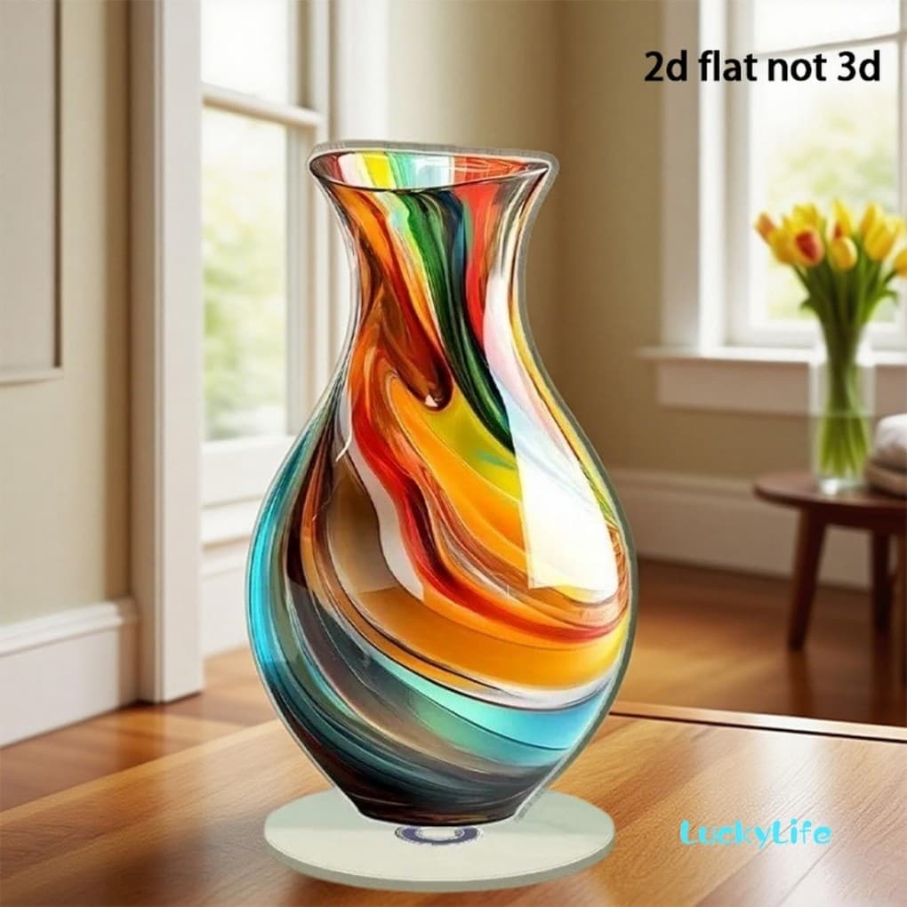 Ornamento Acrílico Plano 2D Giratório Vaso Moderno Decoração De Mesa Para Presente De Escritório Doméstico