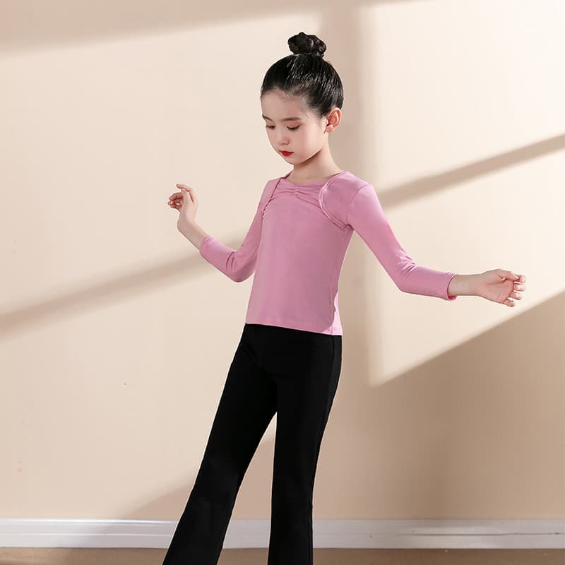 Traje de dança infantil meninas outono dança chinesa manga comprida corpo prática exame grau étnico Ballet Split traje [