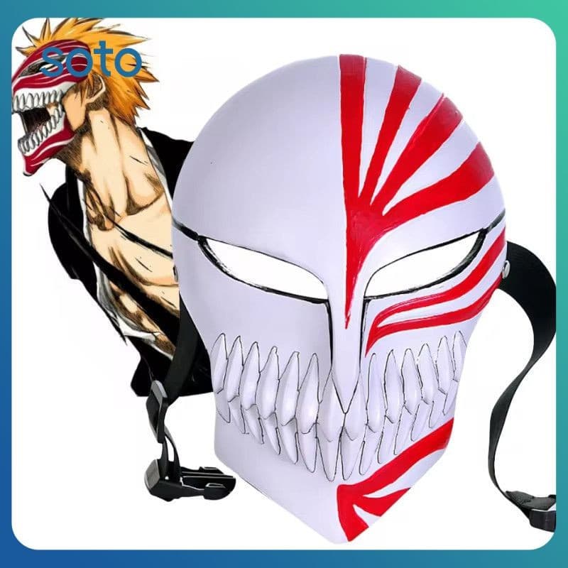 Máscara SOTO Bleach Ichigo Pu Anime Japonês Kurosaki Rosto Completo Cosplay Acessórios Festa De Halloween Máscara