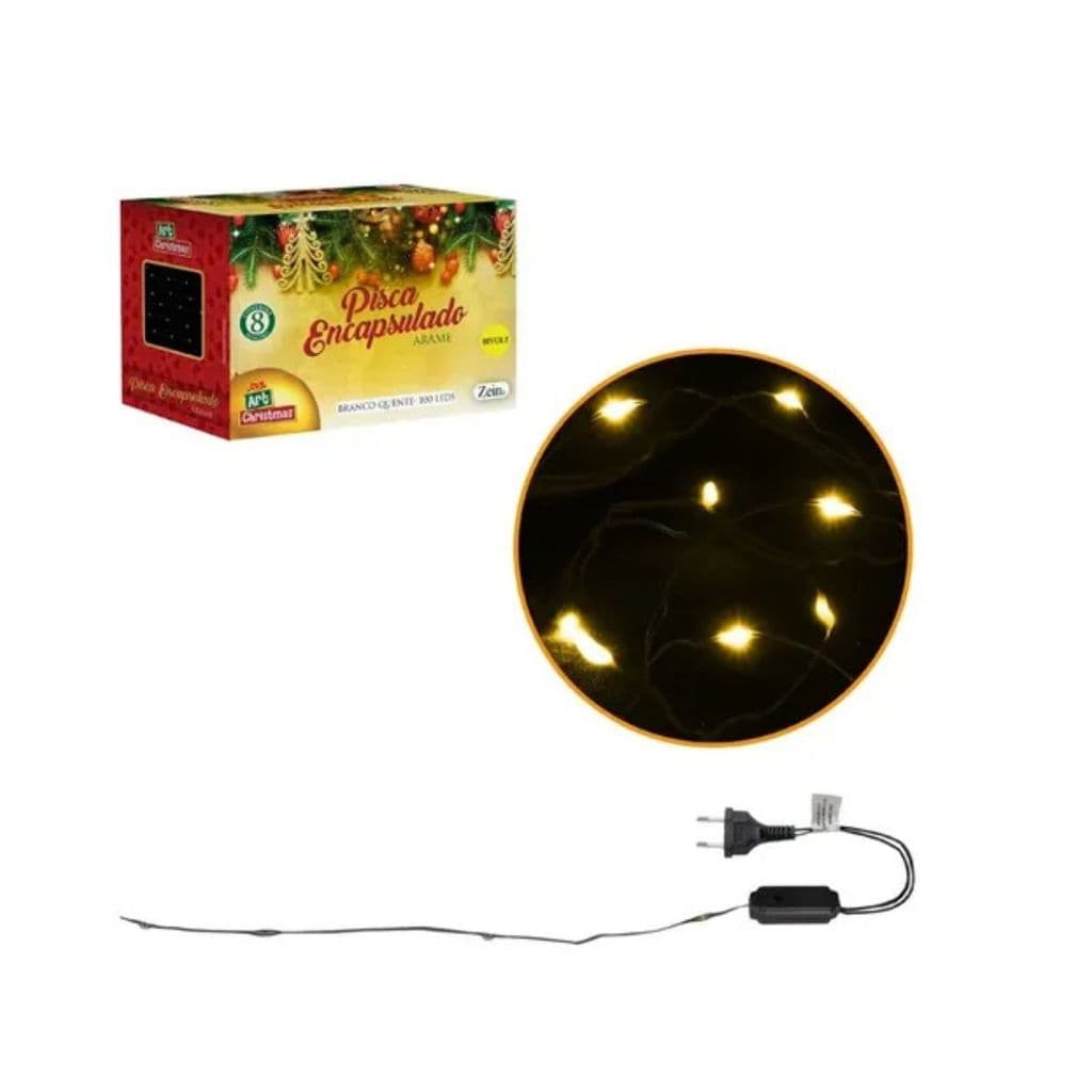 Pisca encapsulado 100Leds Natal 10 Mts Enfeite Brancoquente