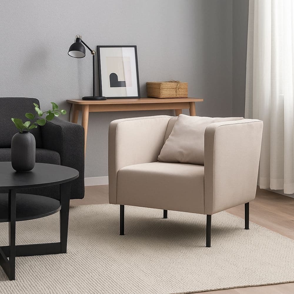 Poltrona Decorativa Hanna Pés em Metal - Élpis Móveis