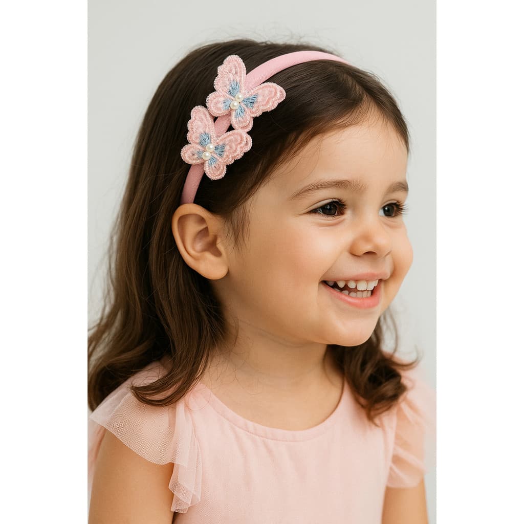 Kit Presente Tiara + Presilha + Elástico Borboleta Infantil