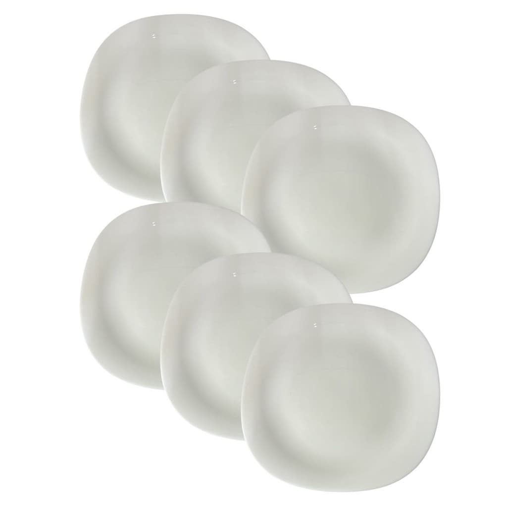 Jogo De Pratos Vidro Raso Quadrado Branco Plaza 6 Unidades