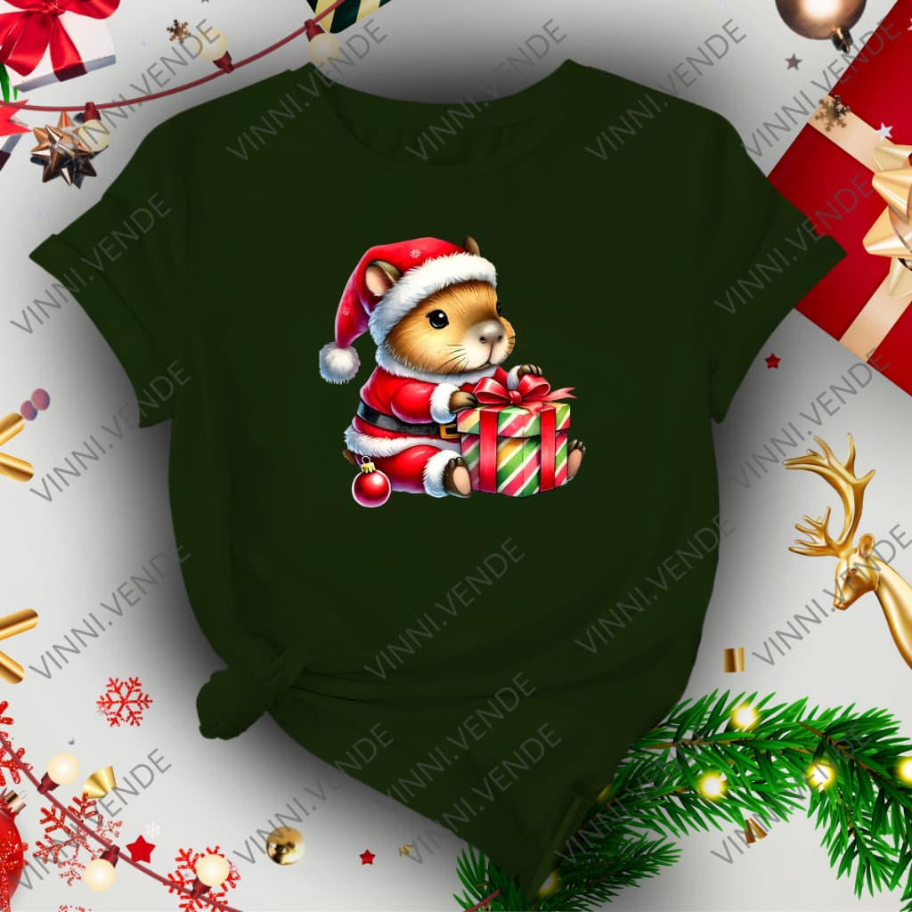 Camiseta Natal Capivara Presente Blusa Premium 100% Algodão Unissex