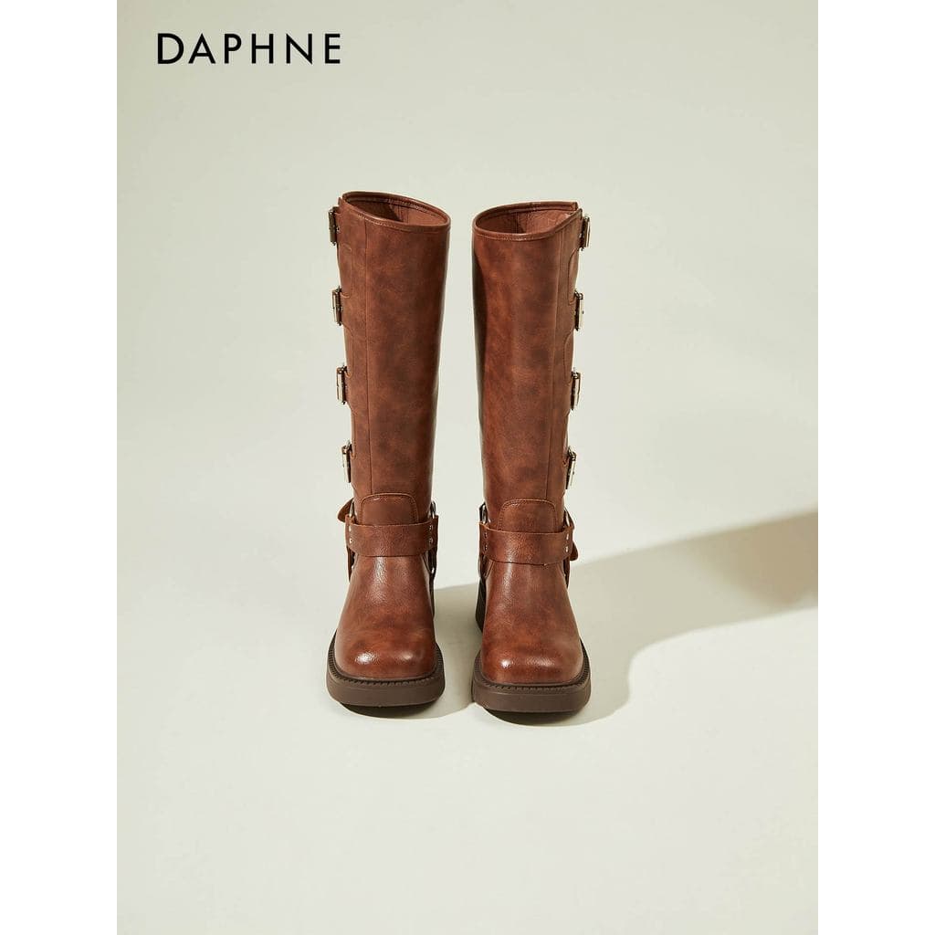 Daphne Meirard botas femininas 2026 novo estilo outono não na altura do joelho botas de cavaleiro marrom botas de Cowboy