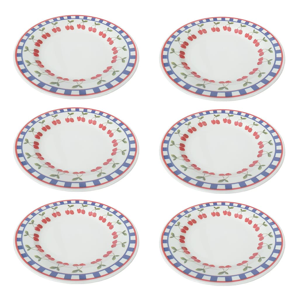 Prato Raso de Cerâmica Donna Jardim de Cerejas 24cm 6 Unidades - Biona 149866