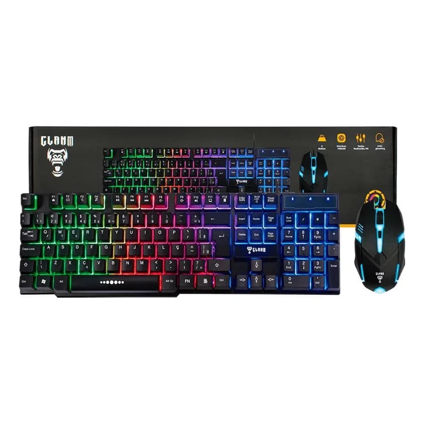 Combo Gamer Blacknox Teclado Rgb Semi Mecânico Mouse Led Rgb ABNT 2 Clanm