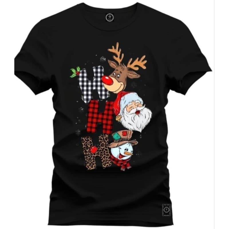 Camiseta T-shirt De Natal Hohoho Personagens Do Natal Camisa Em Algodão Merry Christmas