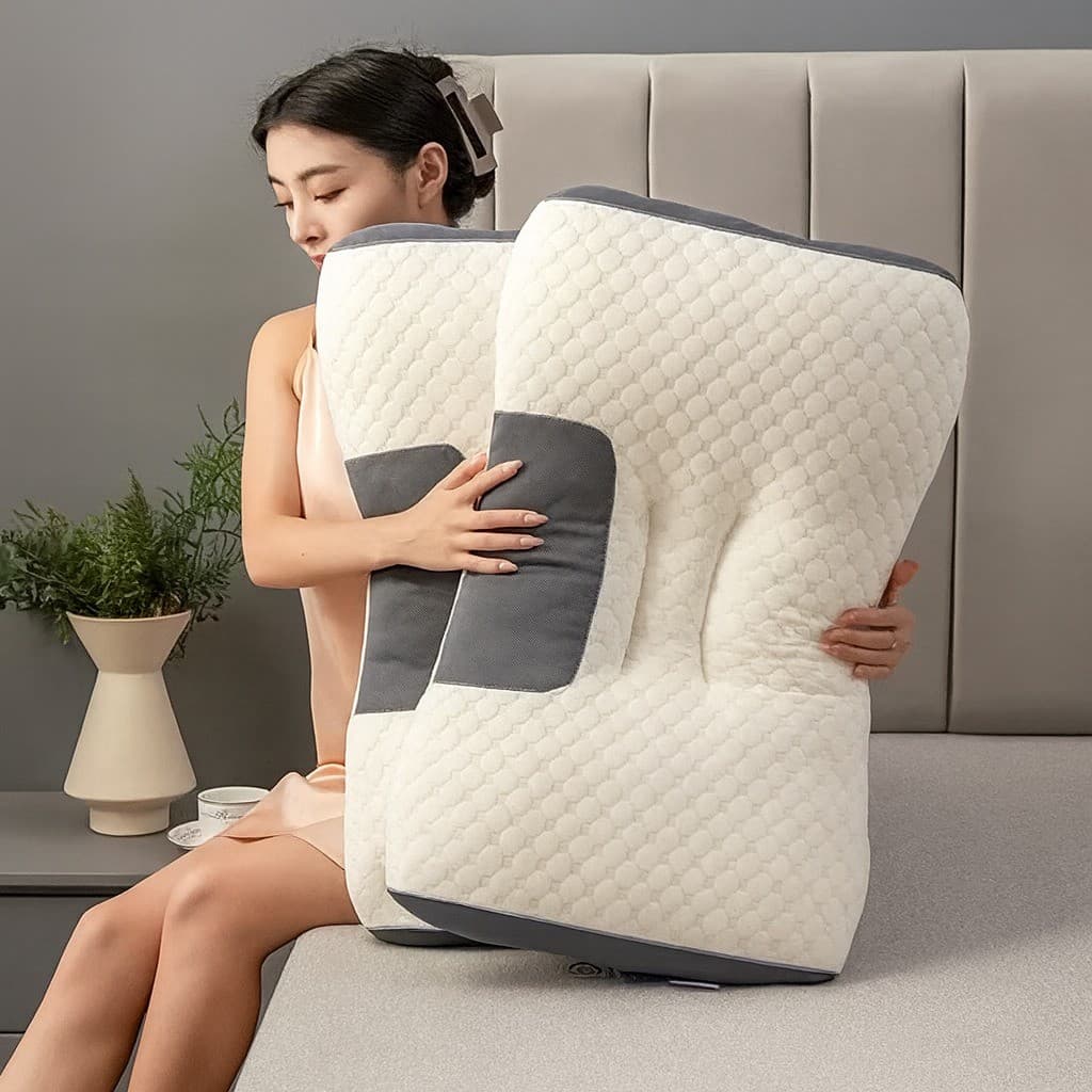 Travesseiro Ergonômico Cervical Ortopédica Respirável Apoio Para o Pescoço 74x48CM Lavável DKL