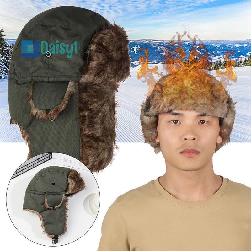 Daisy1 Masculino Inverno Trapper Aviador Soldado Earflap Quente Russo À Prova Dwaterproof Água Chapéu De Esqui er Boné P
