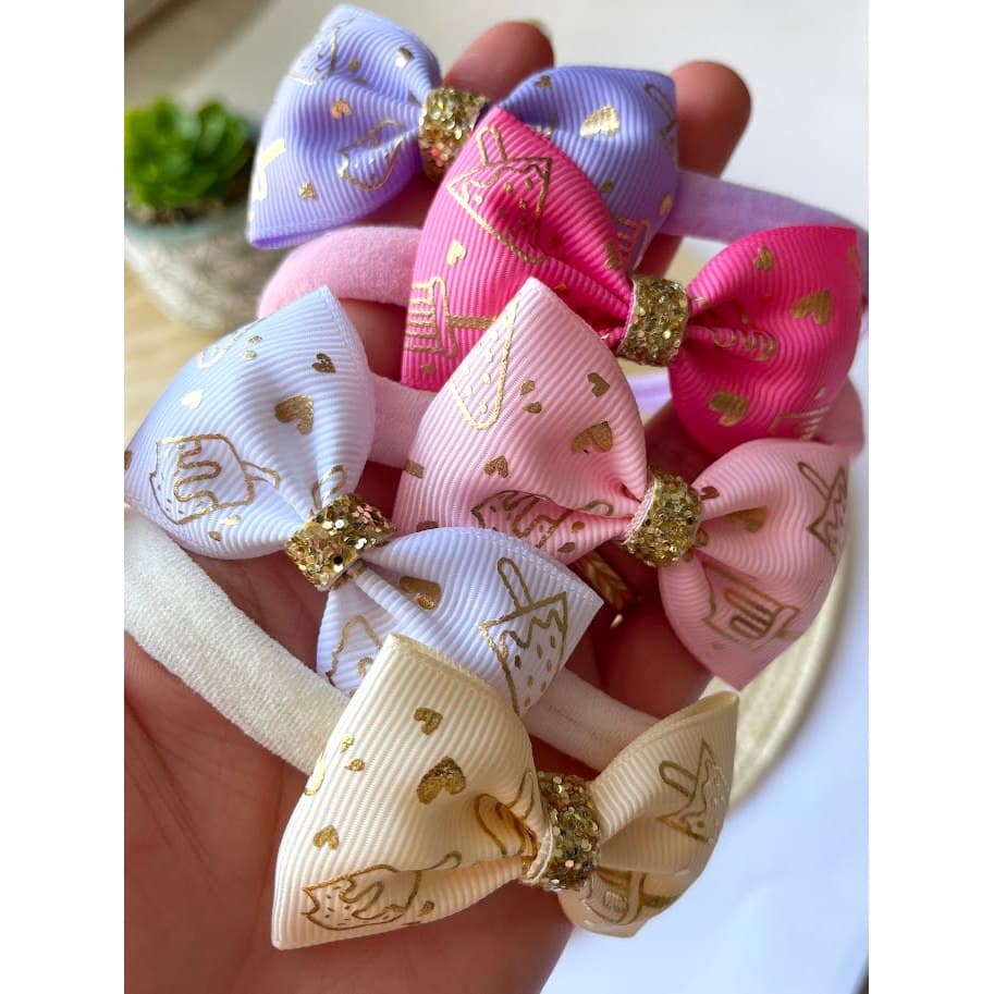 Kit 5 Lacinhos Bebê Faixinha Maternidade Tiara Enxoval Feito a Mão