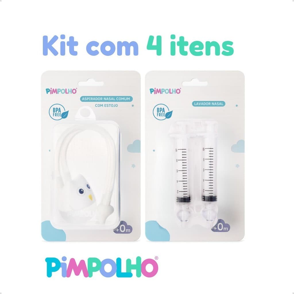 kit aspirador nasal+2 seringas lavagem nasal para bebe - Pimpolho
