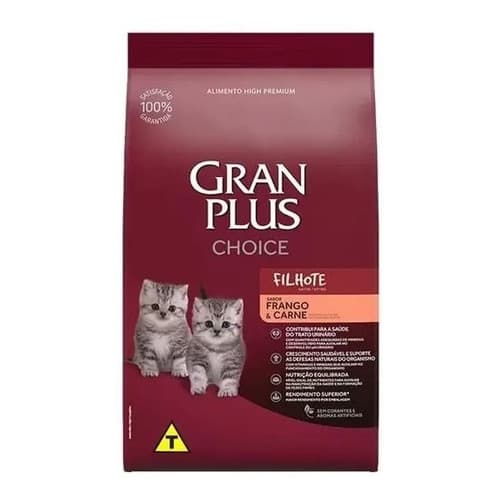 Ração Gran Plus Choice  Gatos Filhotes Frango E Carne 10.1Kg
